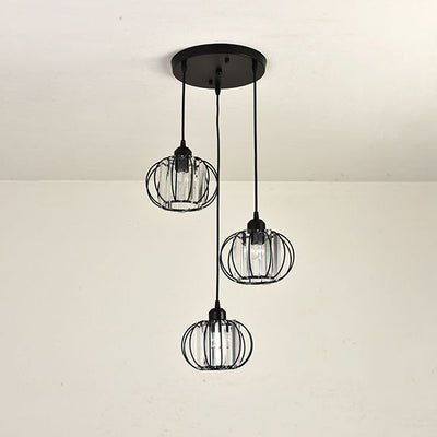 Contemporary Nordic Slash Straight Line Hollow Round Crystal Iron 3-Light Chandelier For Living Room