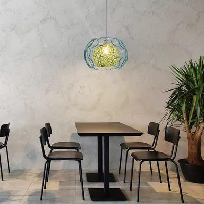 Modern Minimalist Round Hollowed Out Sesame Ball Iron 1-Light Pendant Light For Living Room