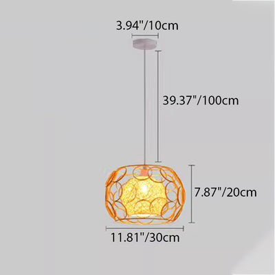 Modern Minimalist Round Hollowed Out Sesame Ball Iron 1-Light Pendant Light For Living Room