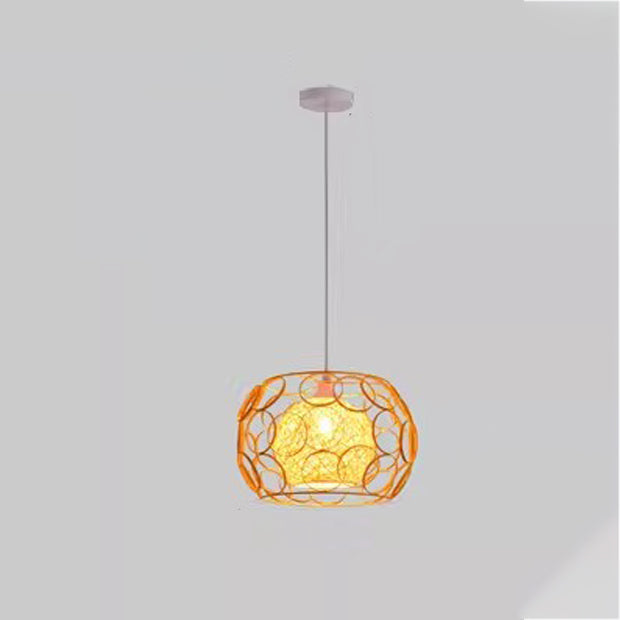 Modern Minimalist Round Hollowed Out Sesame Ball Iron 1-Light Pendant Light For Living Room