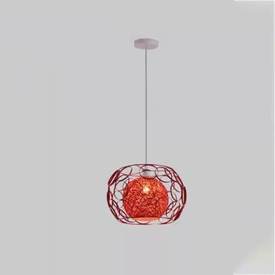 Modern Minimalist Round Hollowed Out Sesame Ball Iron 1-Light Pendant Light For Living Room