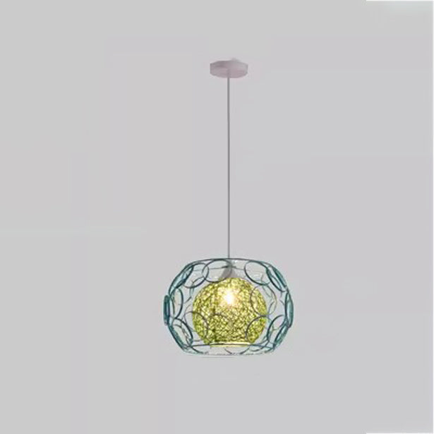 Modern Minimalist Round Hollowed Out Sesame Ball Iron 1-Light Pendant Light For Living Room