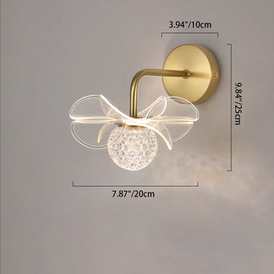 Modern Art Deco Flower Curved Acrylic Iron LED Wall Sconce Lamp For Living Room