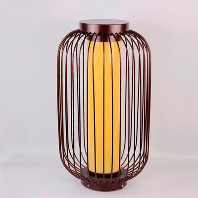 Traditional Chinese Birdcage Cylinder Faux Dolomite Stainless Steel 1-Light Outdoor Landscape For Outdoor Patio