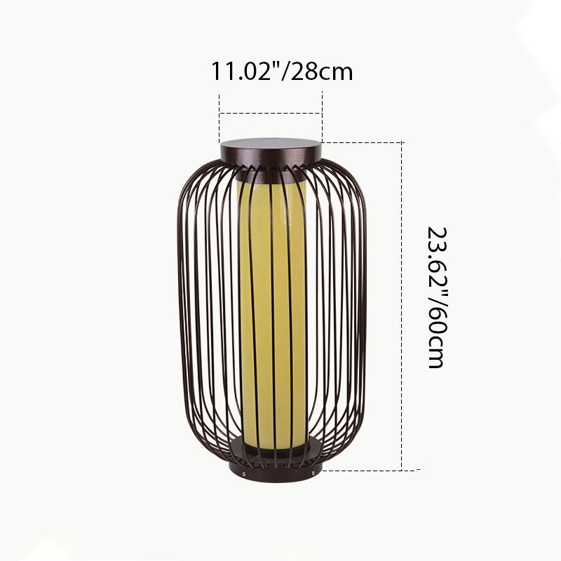 Traditional Chinese Birdcage Cylinder Faux Dolomite Stainless Steel 1-Light Outdoor Landscape For Outdoor Patio