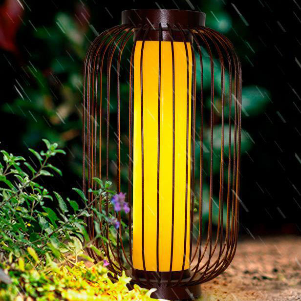 Traditional Chinese Birdcage Cylinder Faux Dolomite Stainless Steel 1-Light Outdoor Landscape For Outdoor Patio