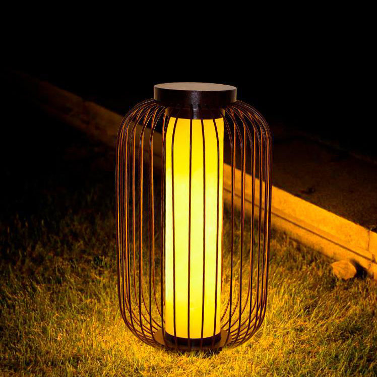 Traditional Chinese Birdcage Cylinder Faux Dolomite Stainless Steel 1-Light Outdoor Landscape For Outdoor Patio