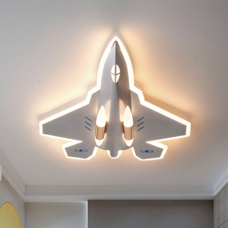 Modern Art Deco Kids Fighter Jets Airplanes Acrylic Iron LED Mount Ceiling Light For Living Room