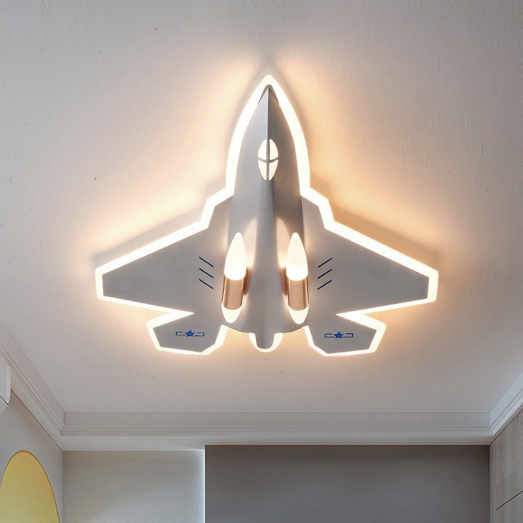 Modern Art Deco Kids Fighter Jets Airplanes Acrylic Iron LED Mount Ceiling Light For Living Room