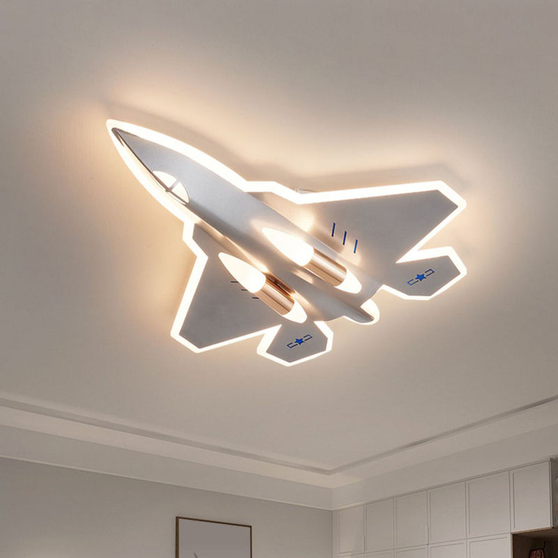 Modern Art Deco Kids Fighter Jets Airplanes Acrylic Iron LED Mount Ceiling Light For Living Room