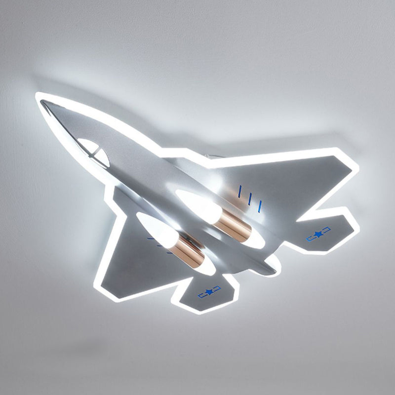 Modern Art Deco Kids Fighter Jets Airplanes Acrylic Iron LED Mount Ceiling Light For Living Room