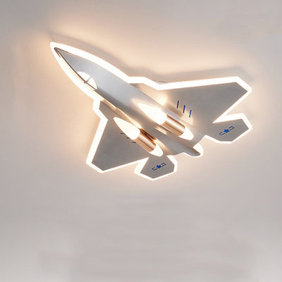 Modern Art Deco Kids Fighter Jets Airplanes Acrylic Iron LED Mount Ceiling Light For Living Room