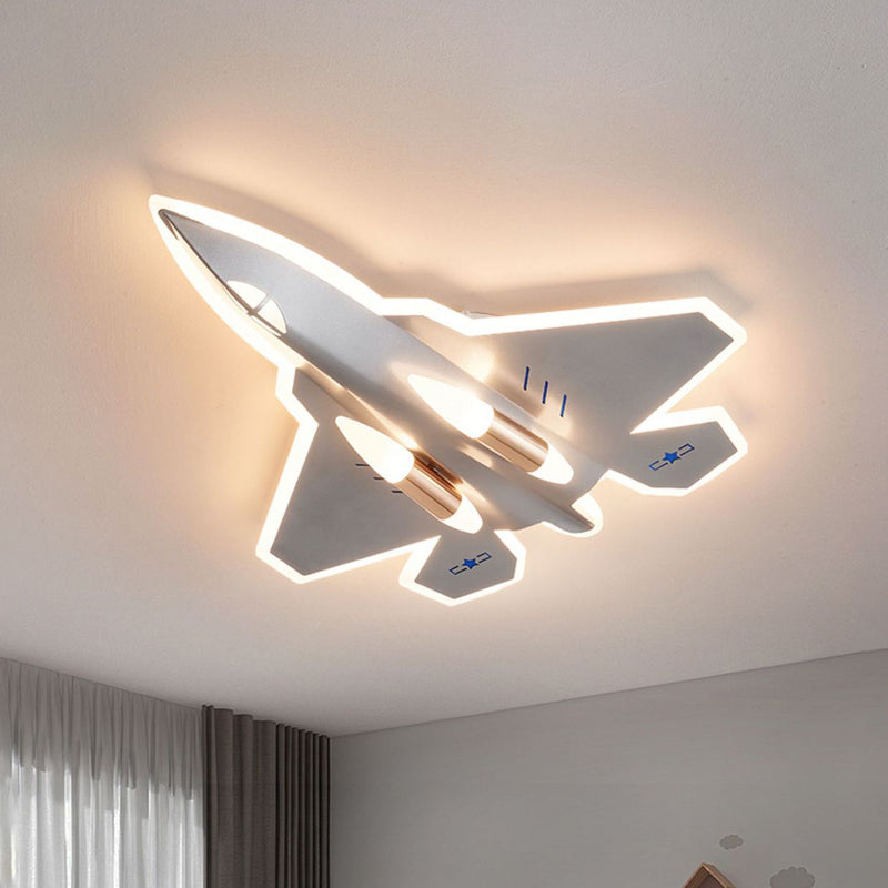 Modern Art Deco Kids Fighter Jets Airplanes Acrylic Iron LED Mount Ceiling Light For Living Room