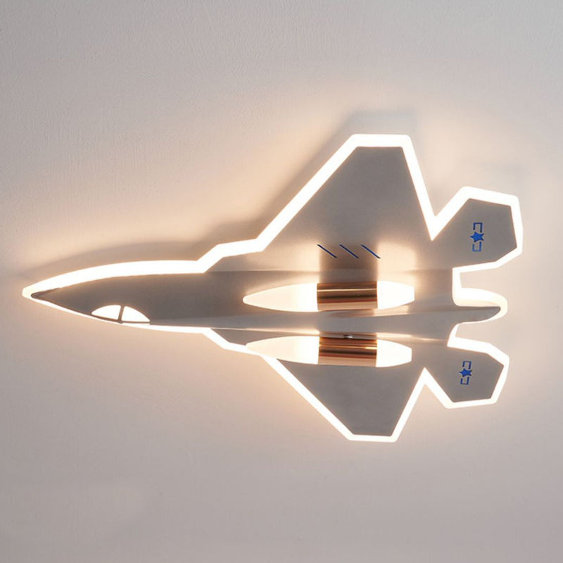 Modern Art Deco Kids Fighter Jets Airplanes Acrylic Iron LED Mount Ceiling Light For Living Room