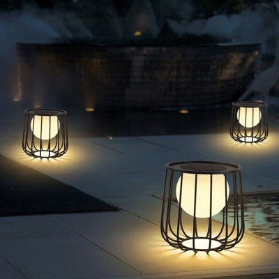 Modern Simplicity Openwork Round Orb Solar PE Stainless Steel LED Outdoor Landscape For Outdoor Patio