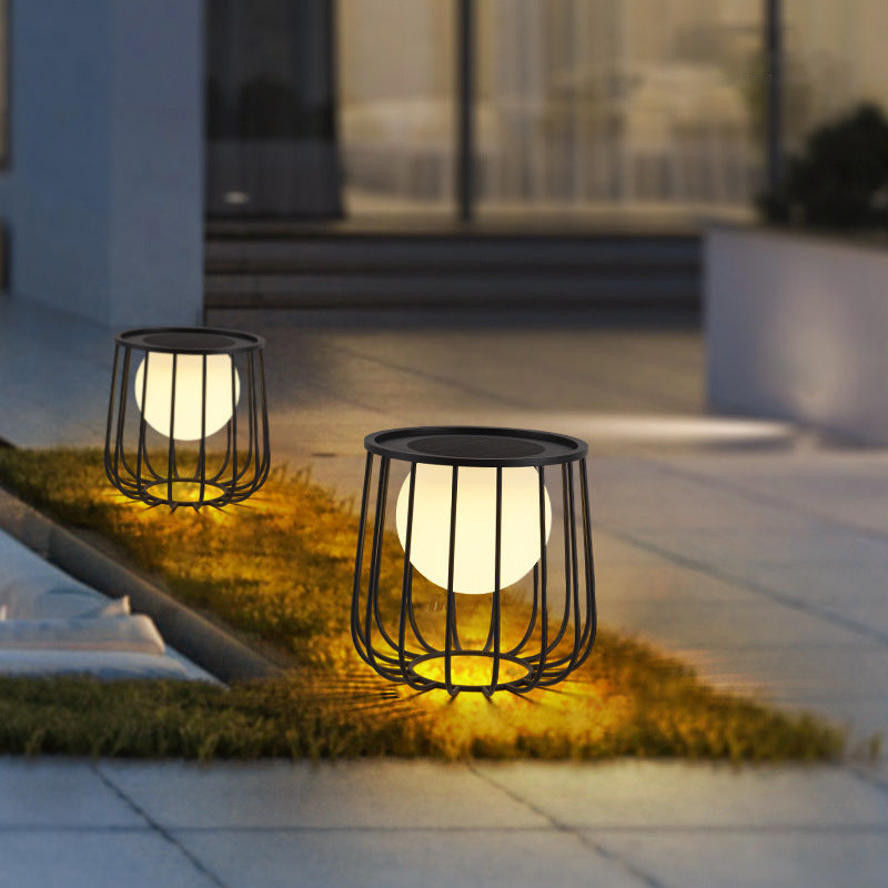 Modern Simplicity Openwork Round Orb Solar PE Stainless Steel LED Outdoor Landscape For Outdoor Patio