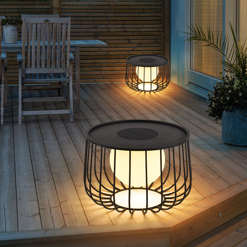 Modern Simplicity Openwork Round Orb Solar PE Stainless Steel LED Outdoor Landscape For Outdoor Patio