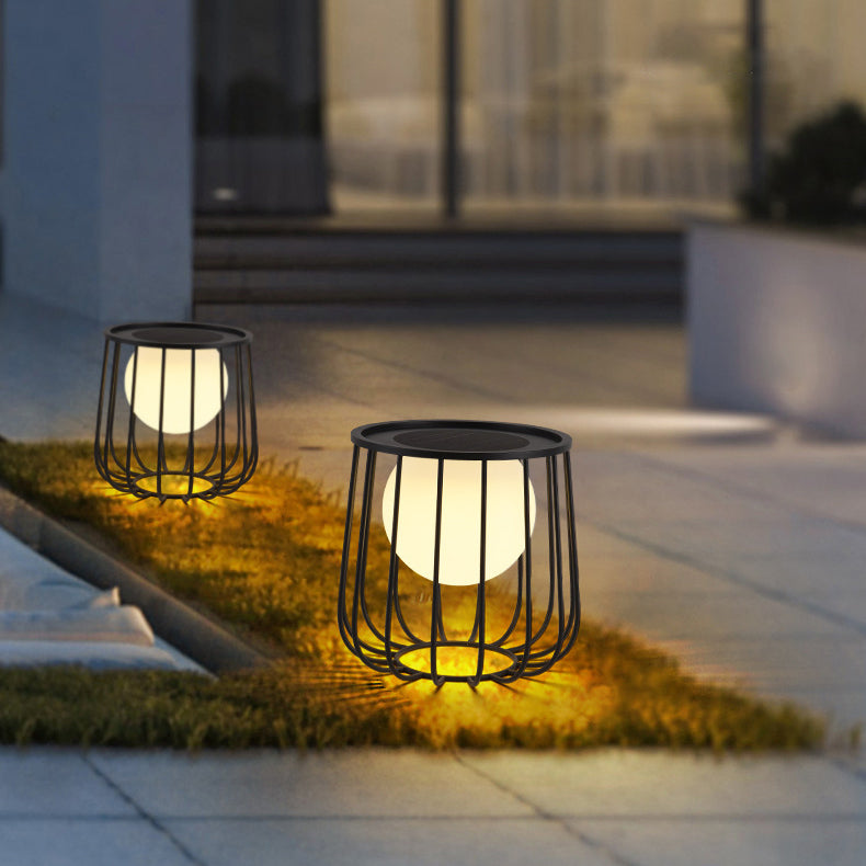 Modern Simplicity Openwork Round Orb Solar PE Stainless Steel LED Outdoor Landscape For Outdoor Patio