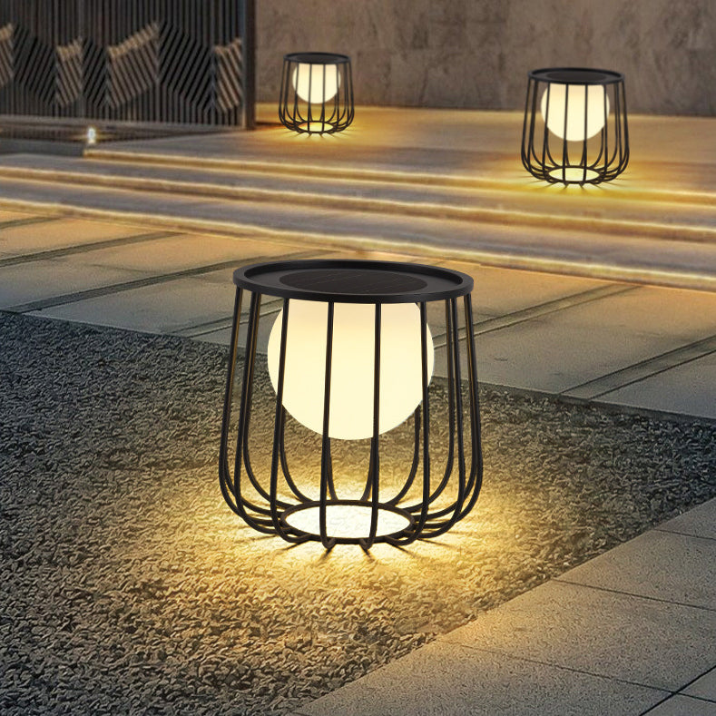 Modern Simplicity Openwork Round Orb Solar PE Stainless Steel LED Outdoor Landscape For Outdoor Patio