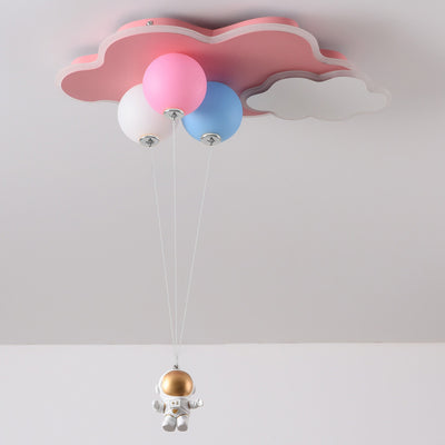 Modern Minimalist Kids Balloon Cloud Astronaut PE Acrylic Hardware LED Mount Ceiling Light For Living Room