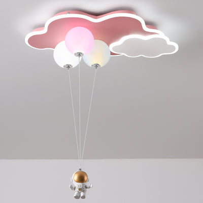 Modern Minimalist Kids Balloon Cloud Astronaut PE Acrylic Hardware LED Mount Ceiling Light For Living Room