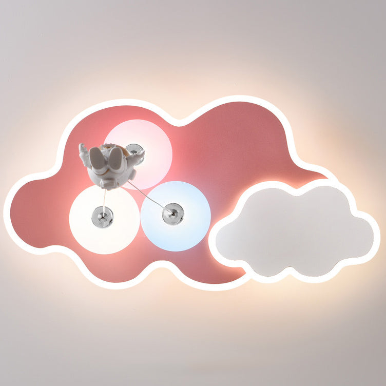 Modern Minimalist Kids Balloon Cloud Astronaut PE Acrylic Hardware LED Mount Ceiling Light For Living Room