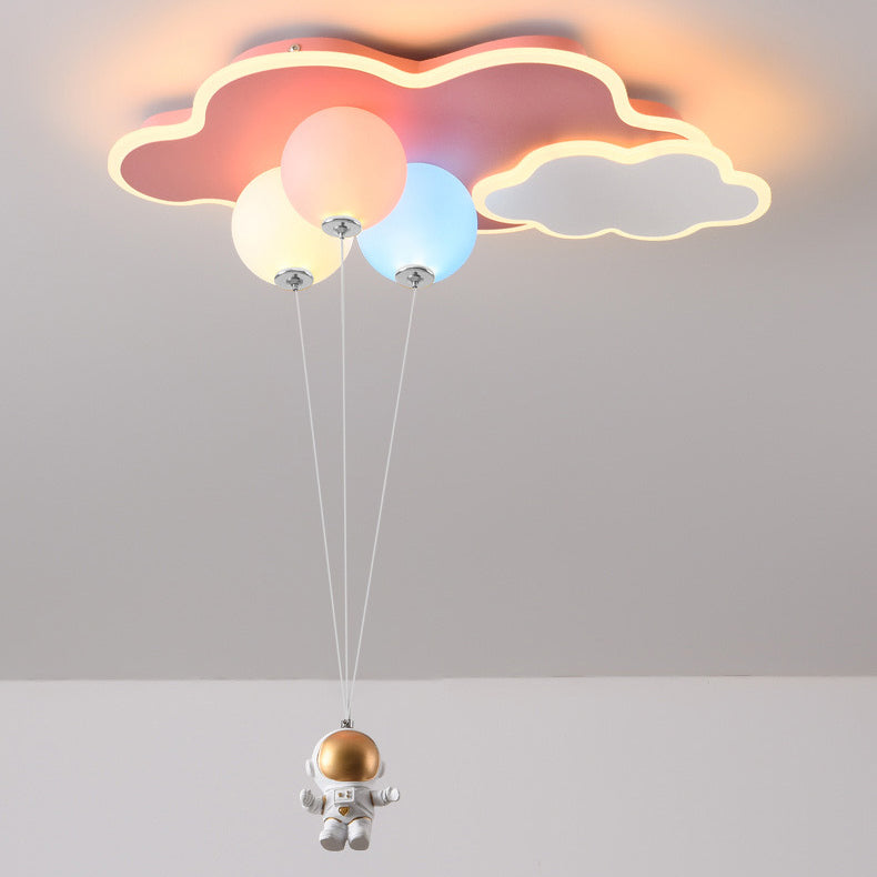 Modern Minimalist Kids Balloon Cloud Astronaut PE Acrylic Hardware LED Mount Ceiling Light For Living Room