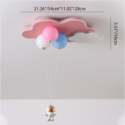 Modern Minimalist Kids Balloon Cloud Astronaut PE Acrylic Hardware LED Mount Ceiling Light For Living Room