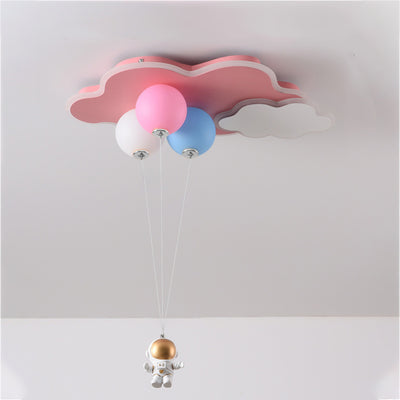 Modern Minimalist Kids Balloon Cloud Astronaut PE Acrylic Hardware LED Mount Ceiling Light For Living Room