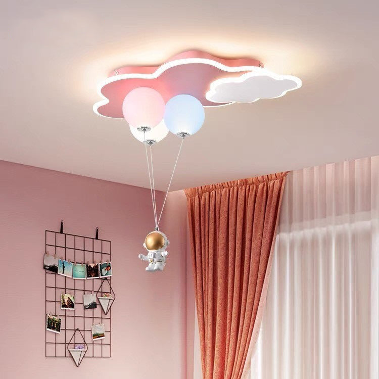 Modern Minimalist Kids Balloon Cloud Astronaut PE Acrylic Hardware LED Mount Ceiling Light For Living Room