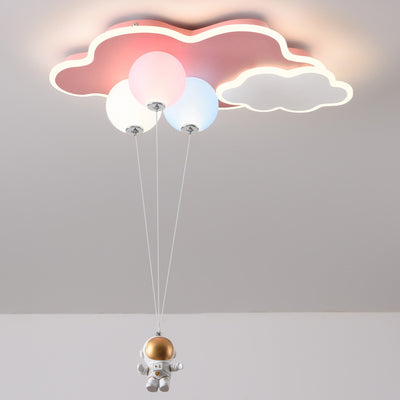 Modern Minimalist Kids Balloon Cloud Astronaut PE Acrylic Hardware LED Mount Ceiling Light For Living Room