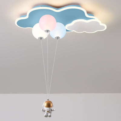 Modern Minimalist Kids Balloon Cloud Astronaut PE Acrylic Hardware LED Mount Ceiling Light For Living Room