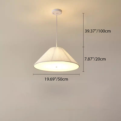 Contemporary Scandinavian Round Ruffles Cone Fabric Acrylic Iron 4/5 Light Chandelier For Living Room