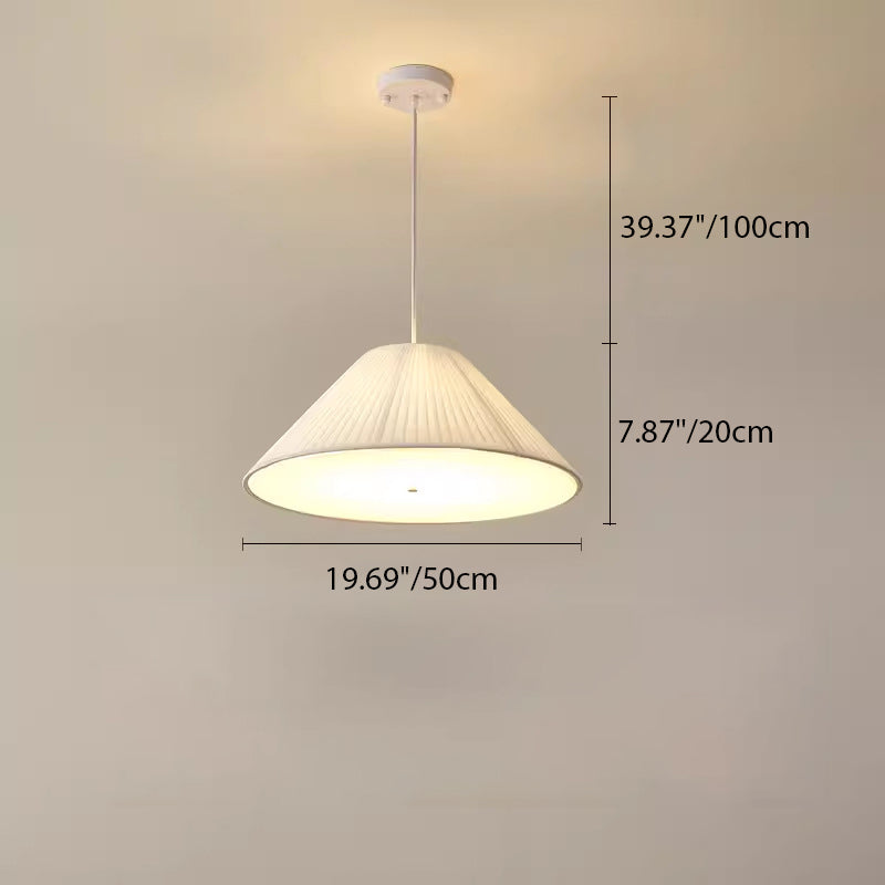 Contemporary Scandinavian Round Ruffles Cone Fabric Acrylic Iron 4/5 Light Chandelier For Living Room