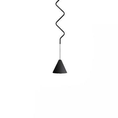 Contemporary Scandinavian Wavy Line Conical Iron Aluminum 1-Light Pendant Light For Living Room