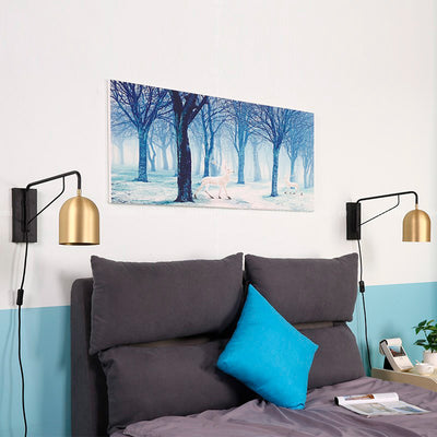 Contemporary Industrial Round Cylinder Rectangle Iron 1-Light Wall Sconce Lamp For Living Room