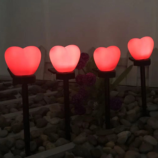 Modern Simplicity Heart Shape Solar Waterproof ABS Plastic LED Outdoor Ground Plug Light For Garden