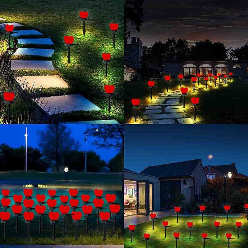 Modern Simplicity Heart Shape Solar Waterproof ABS Plastic LED Outdoor Ground Plug Light For Garden