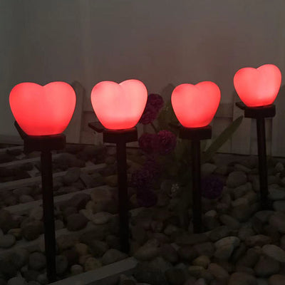 Modern Simplicity Heart Shape Solar Waterproof ABS Plastic LED Outdoor Ground Plug Light For Garden