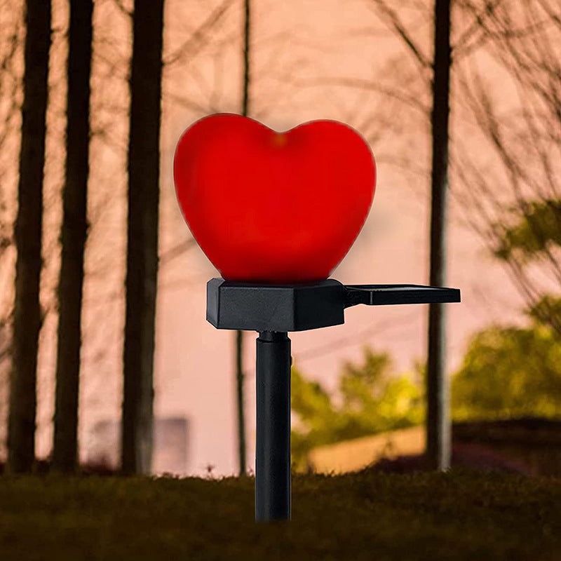 Modern Simplicity Heart Shape Solar Waterproof ABS Plastic LED Outdoor Ground Plug Light For Garden