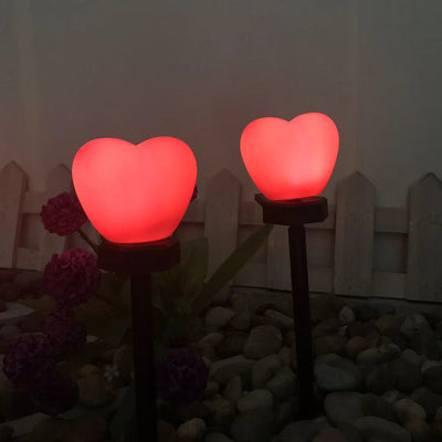 Modern Simplicity Heart Shape Solar Waterproof ABS Plastic LED Outdoor Ground Plug Light For Garden