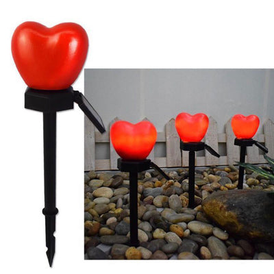 Modern Simplicity Heart Shape Solar Waterproof ABS Plastic LED Outdoor Ground Plug Light For Garden