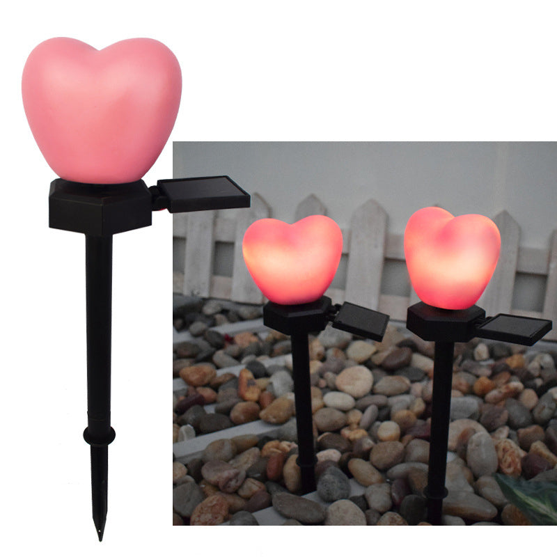 Modern Simplicity Heart Shape Solar Waterproof ABS Plastic LED Outdoor Ground Plug Light For Garden