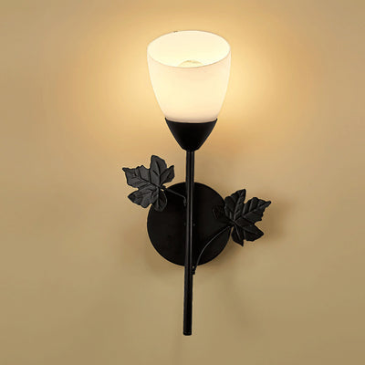 Modern Minimalist Round Leaf Glass Iron 1/2 Light Wall Sconce Lamp For Living Room