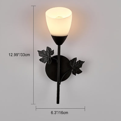 Modern Minimalist Round Leaf Glass Iron 1/2 Light Wall Sconce Lamp For Living Room