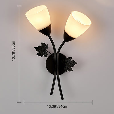 Modern Minimalist Round Leaf Glass Iron 1/2 Light Wall Sconce Lamp For Living Room