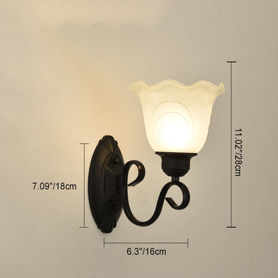 Modern Minimalist Flower Curved Round Artificial Marble Iron 1/2 Light Wall Sconce Lamp For Living Room