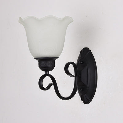 Modern Minimalist Flower Curved Round Artificial Marble Iron 1/2 Light Wall Sconce Lamp For Living Room