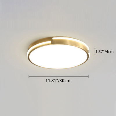 Modern Minimalist Round Acrylic Brass LED Flush Mount Ceiling Light For Living Room