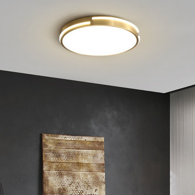 Modern Minimalist Round Acrylic Brass LED Flush Mount Ceiling Light For Living Room